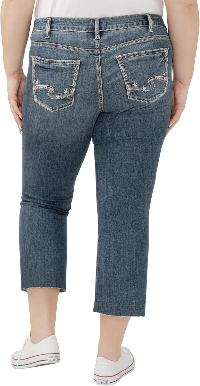 image:imageSilver Jeans Co Womens Plus Size Suki Mid Rise Curvy Fit Kick Flare Leg JeansLuxe Stretch Glory
