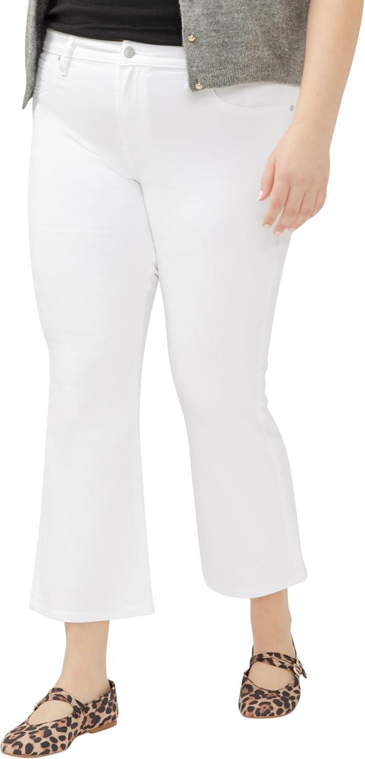 image:imageSilver Jeans Co Womens Plus Size Suki Mid Rise Curvy Fit Kick Flare Leg JeansLuxe Stretch White