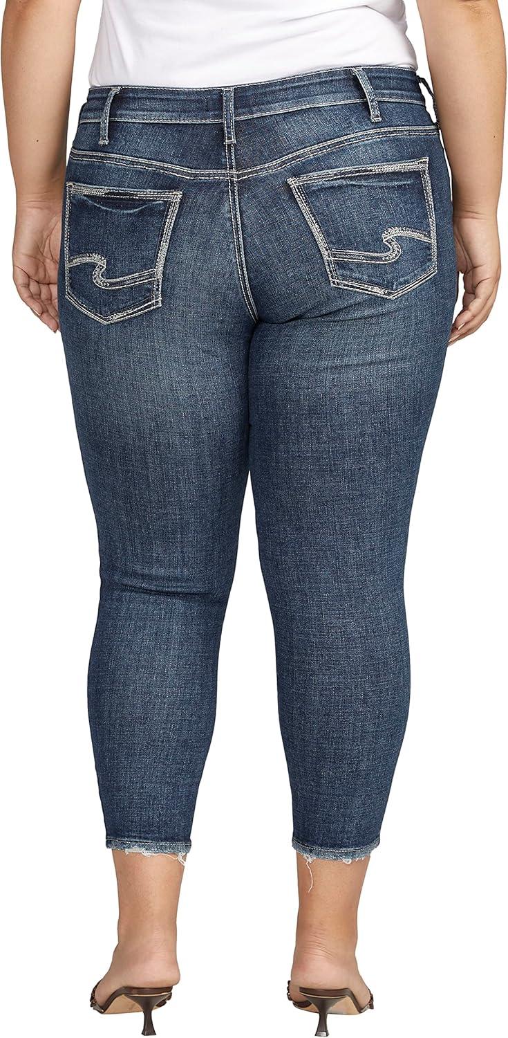 image:imageSilver Jeans Co Womens Plus Size Suki Mid Rise Curvy Fit Skinny JeansMed Wash Cropped