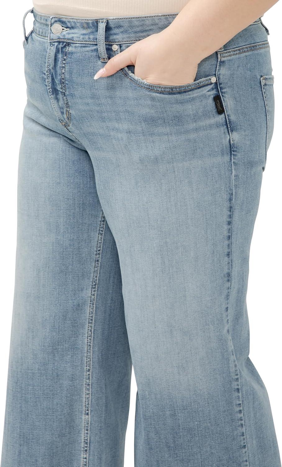 image:imageSilver Jeans Co Womens Plus Size Suki Mid Rise Curvy Fit Wide Leg JeansLuxe Stretch Indigo