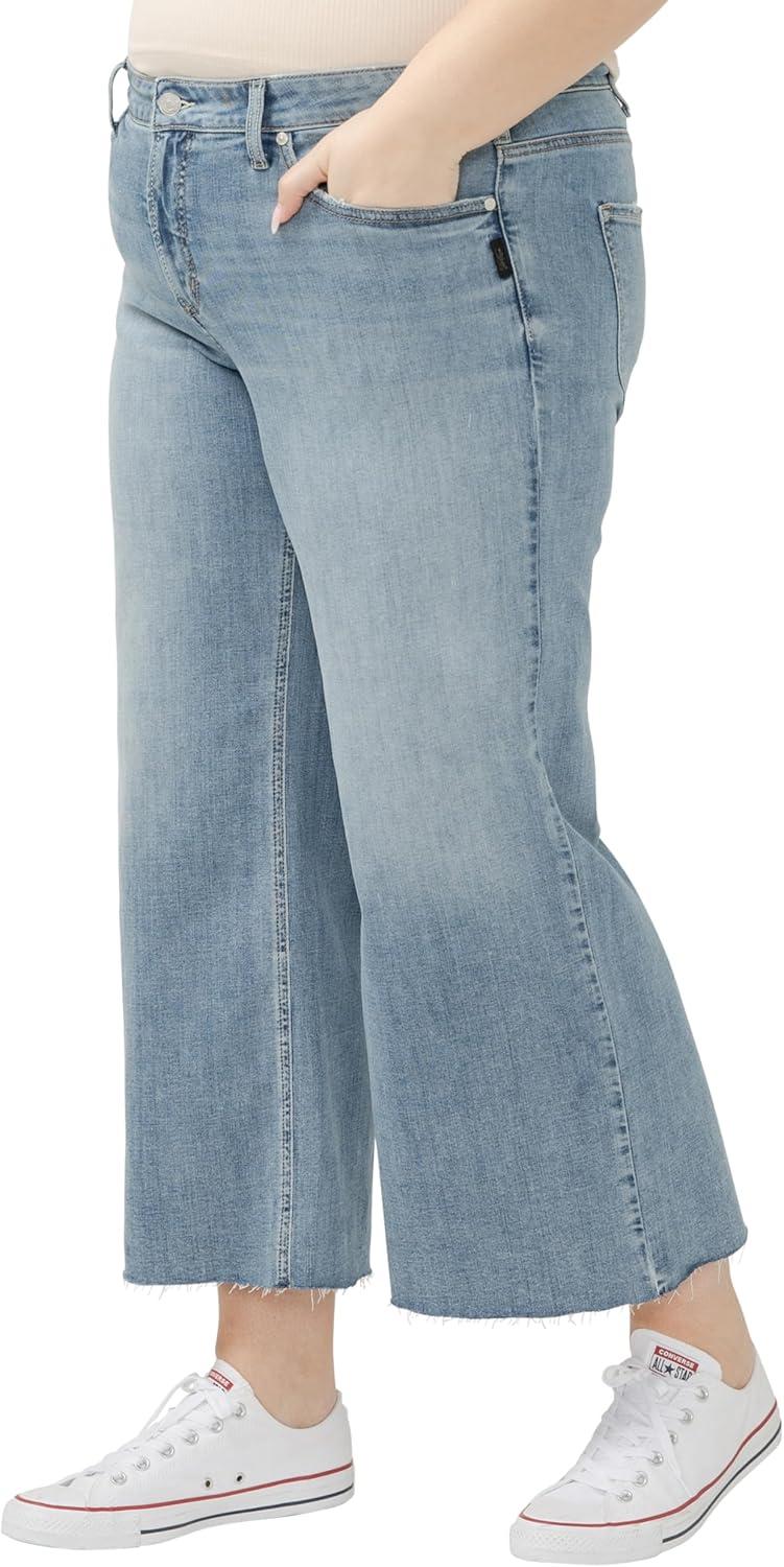image:imageSilver Jeans Co Womens Plus Size Suki Mid Rise Curvy Fit Wide Leg JeansLuxe Stretch Indigo