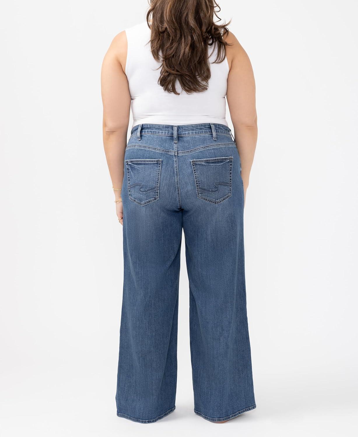 image:imageSilver Jeans Co Womens Plus Size Suki Mid Rise Curvy Fit Wide Leg JeansSynth