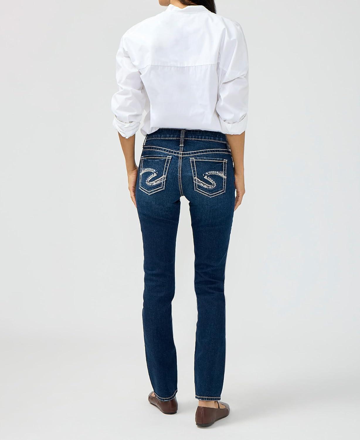image:imageSilver Jeans Co Womens Suki Mid Rise Curvy Fit Straight Leg JeansAubrey