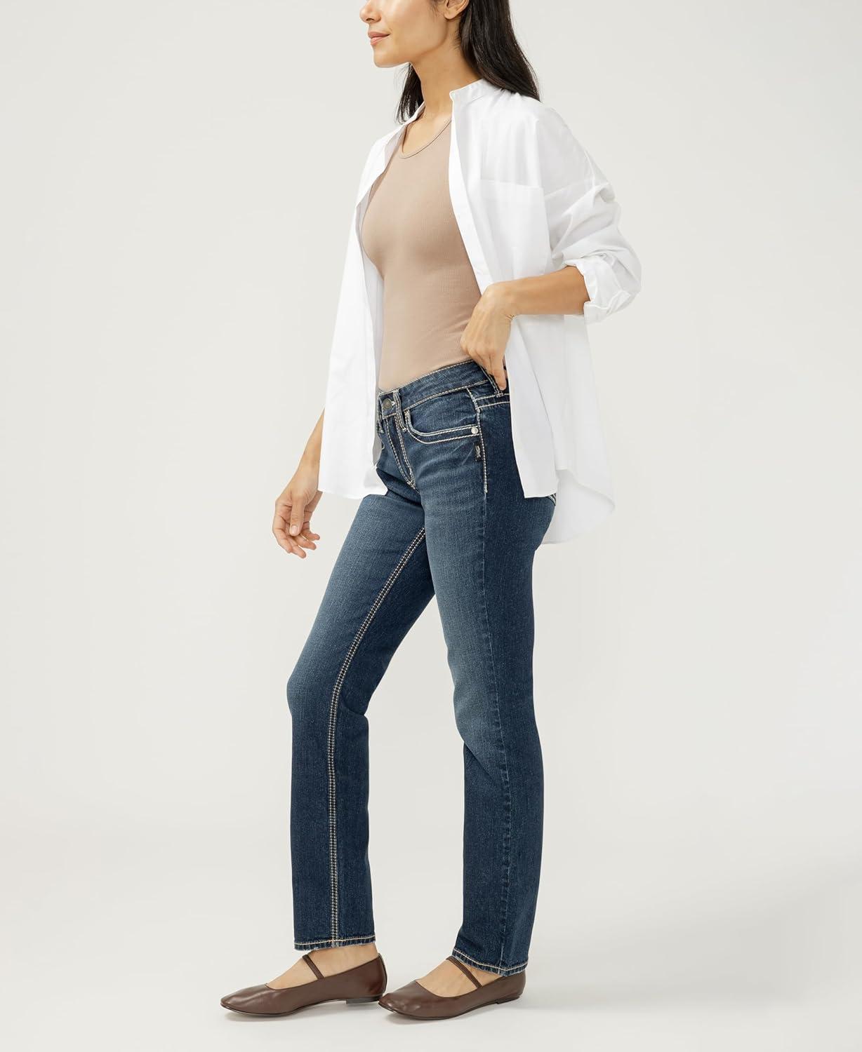 image:imageSilver Jeans Co Womens Suki Mid Rise Curvy Fit Straight Leg JeansAubrey