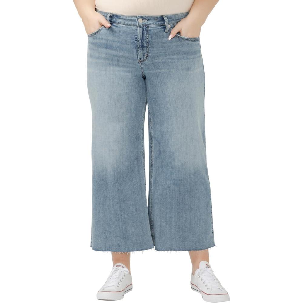 image:imageSilver Jeans Co Womens Plus Size Suki Mid Rise Curvy Fit Wide Leg JeansLuxe Stretch Indigo