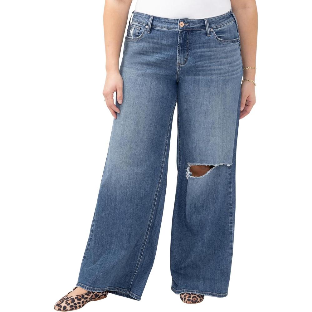 image:imageSilver Jeans Co Womens Plus Size Suki Mid Rise Curvy Fit Wide Leg JeansSynth