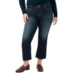 Silver Jeans Co. Women’s Plus Size Suki Mid Rise Curvy Fit Kick Flare Leg Jeans(Luxe Stretch Dark Indigo)