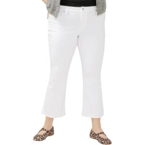 Silver Jeans Co. Women’s Plus Size Suki Mid Rise Curvy Fit Kick Flare Leg Jeans(Luxe Stretch White)