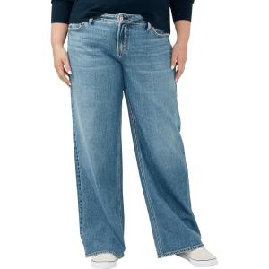 Silver Jeans Co. Women’s Plus Size Suki Mid Rise Curvy Fit Wide Leg Jeans(Dark Wash)