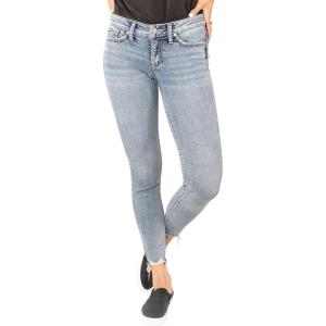 Silver Jeans Co. Women’s Suki Mid Rise Curvy Fit Skinny Jeans(Medium Dark Indigo Wash)
