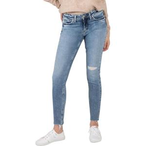 Silver Jeans Co. Women’s Suki Mid Rise Curvy Fit Skinny Jeans(Medium Eco Wash)