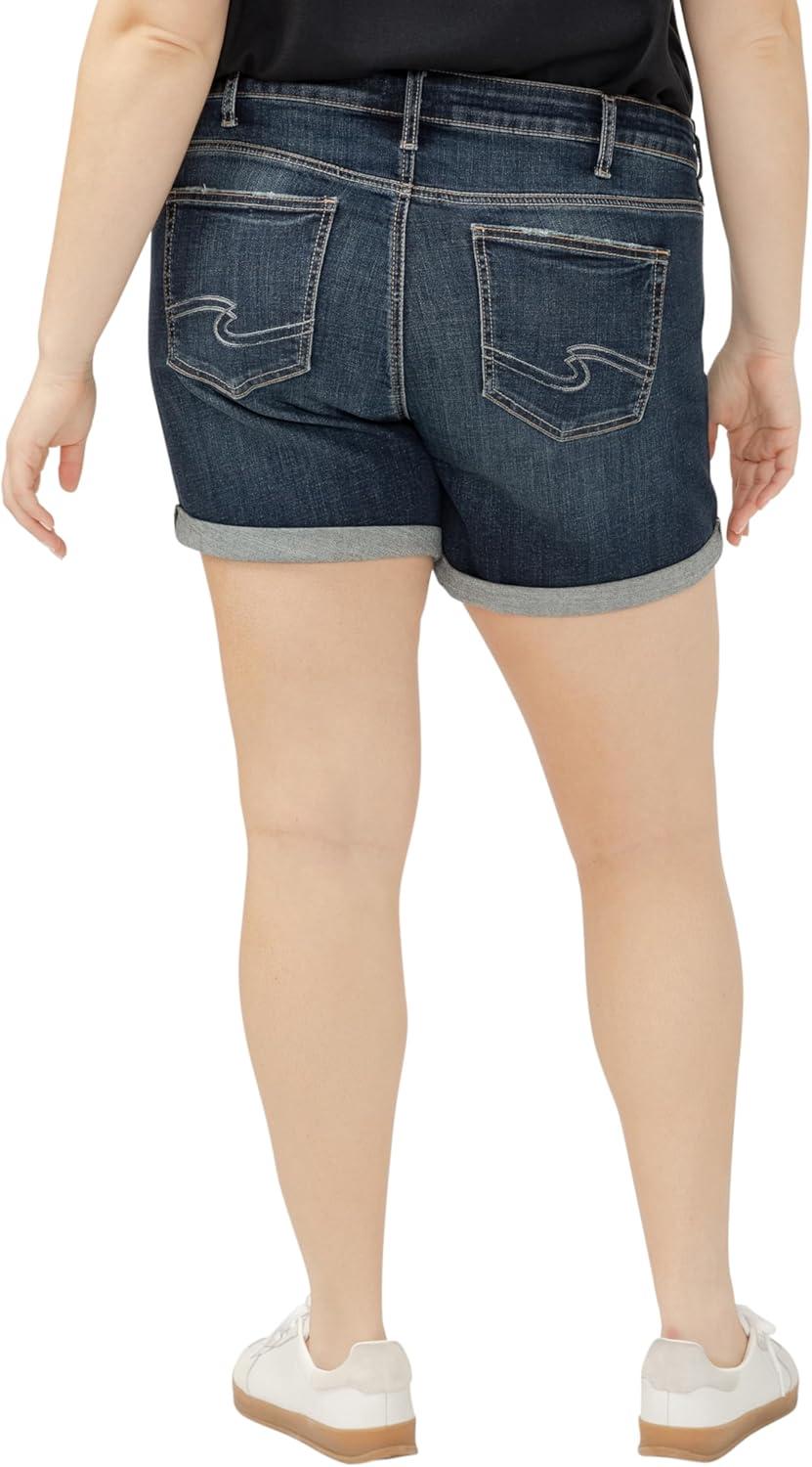 image:imageSilver Jeans Co Womens Plus Size Elyse Mid Rise Comfort Fit ShortLuxe Stretch Dark Indigo