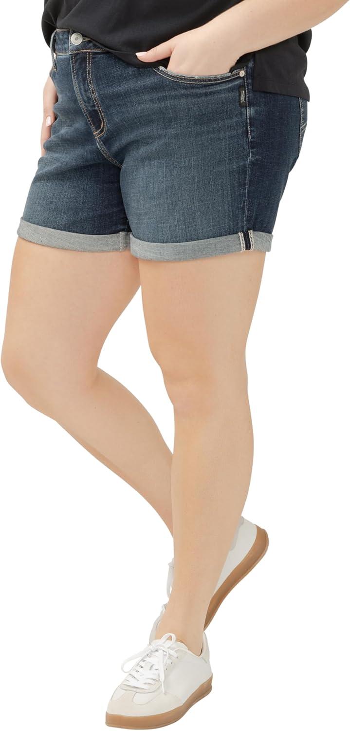 image:imageSilver Jeans Co Womens Plus Size Elyse Mid Rise Comfort Fit ShortLuxe Stretch Dark Indigo