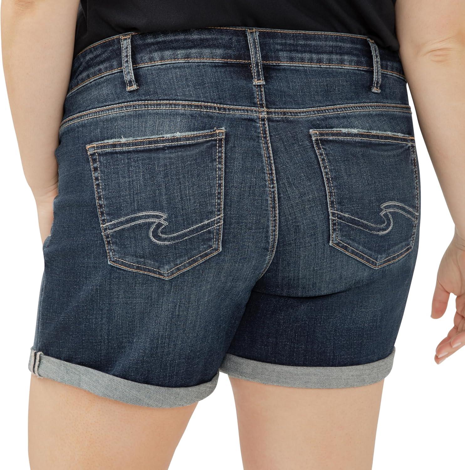 image:imageSilver Jeans Co Womens Plus Size Elyse Mid Rise Comfort Fit ShortLuxe Stretch Dark Indigo