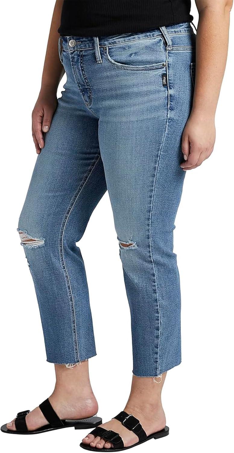 image:imageSilver Jeans Co Womens Plus Size Most Wanted Mid Rise Straight Crop Jeans