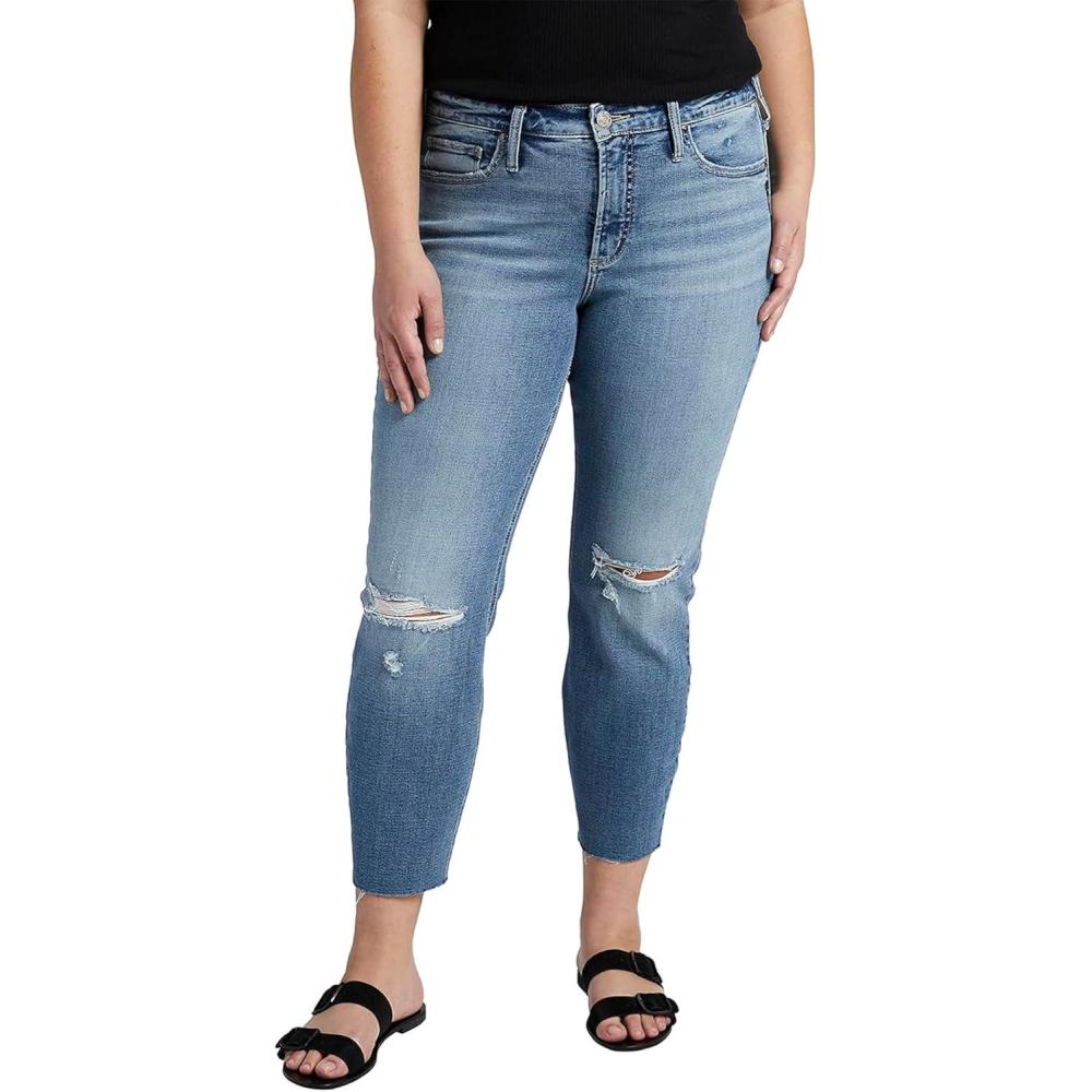 image:imageSilver Jeans Co Womens Plus Size Most Wanted Mid Rise Straight Crop Jeans