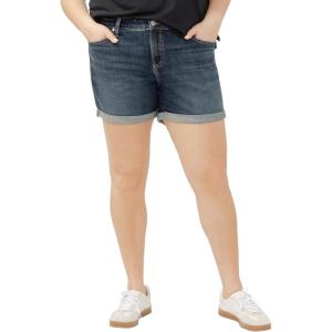 Silver Jeans Co. Women’s Plus Size Elyse Mid Rise Comfort Fit Short(Luxe Stretch Dark Indigo)