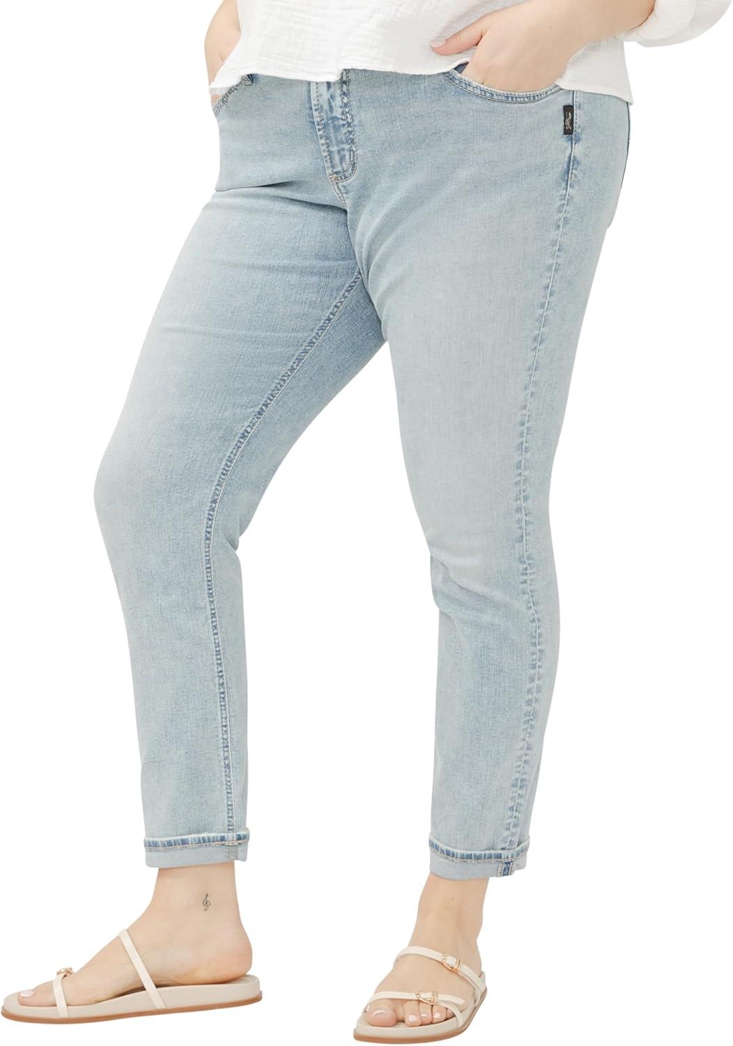 image:imageSilver Jeans Co Womens Plus Size Girlfriend Mid Rise Slim Leg JeansIndigo