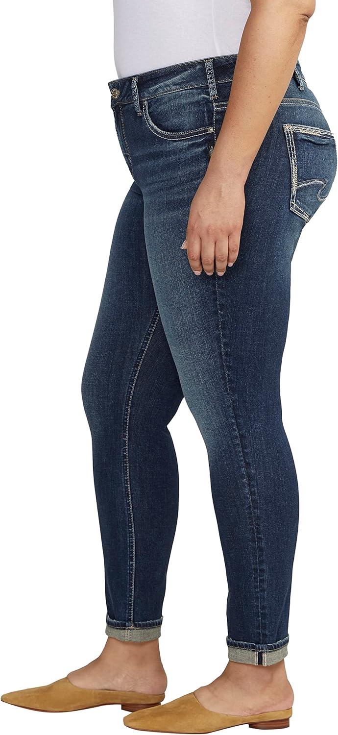 image:imageSilver Jeans Co Womens Plus Size Girlfriend Mid Rise Slim Leg JeansMed Wash Scv318