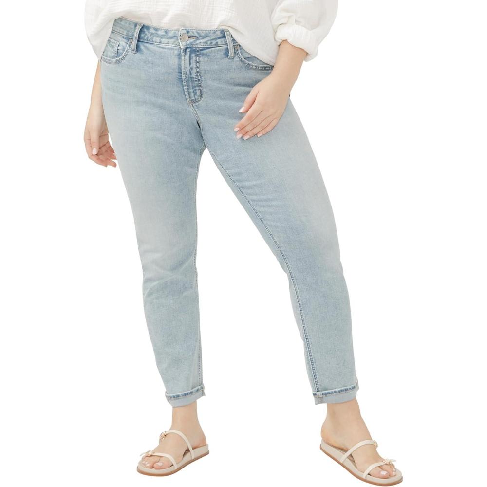 image:imageSilver Jeans Co Womens Plus Size Girlfriend Mid Rise Slim Leg JeansIndigo