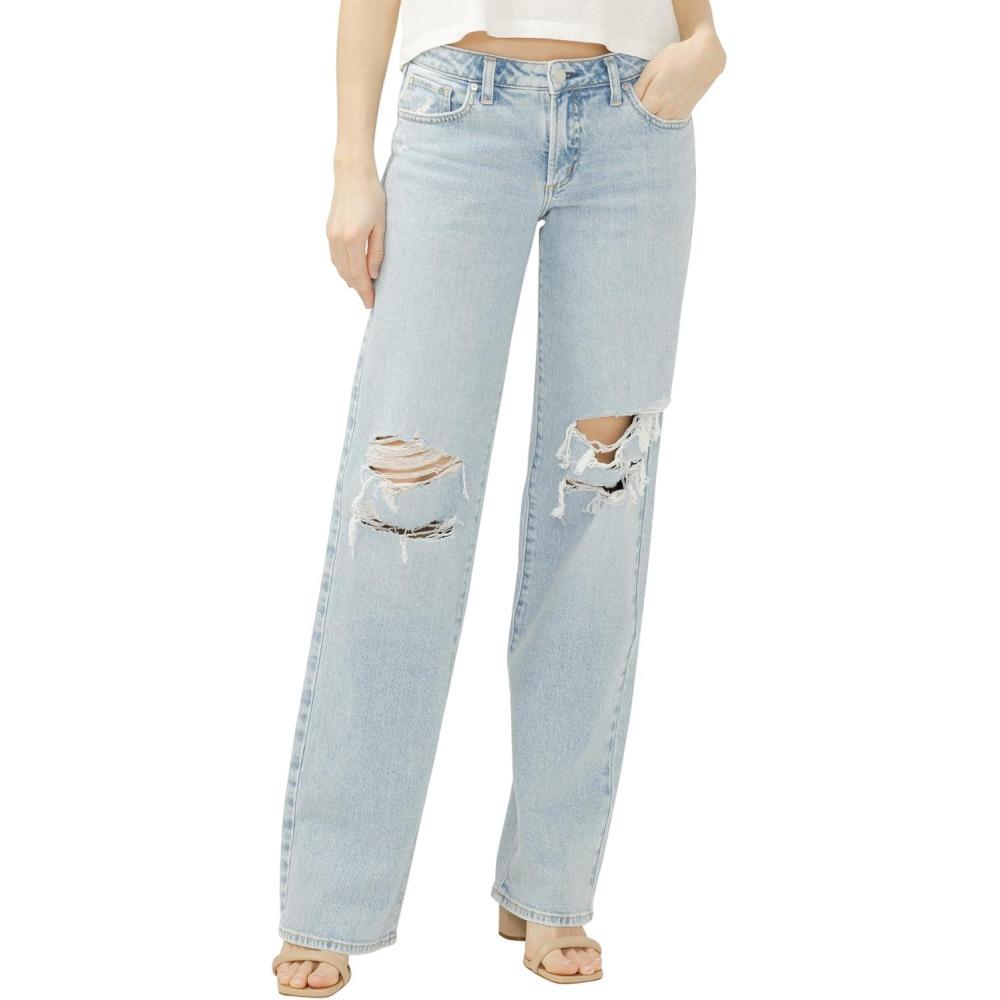 image:imageSilver Jeans Co Womens Loose amp Low Rise Straight Leg JeansBarefoot