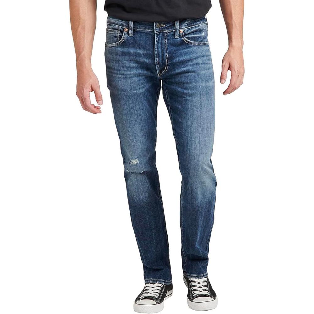 image:imageSilver Jeans Co Mens Allan Slim Fit Straight Leg JeansDark Wash Scv391
