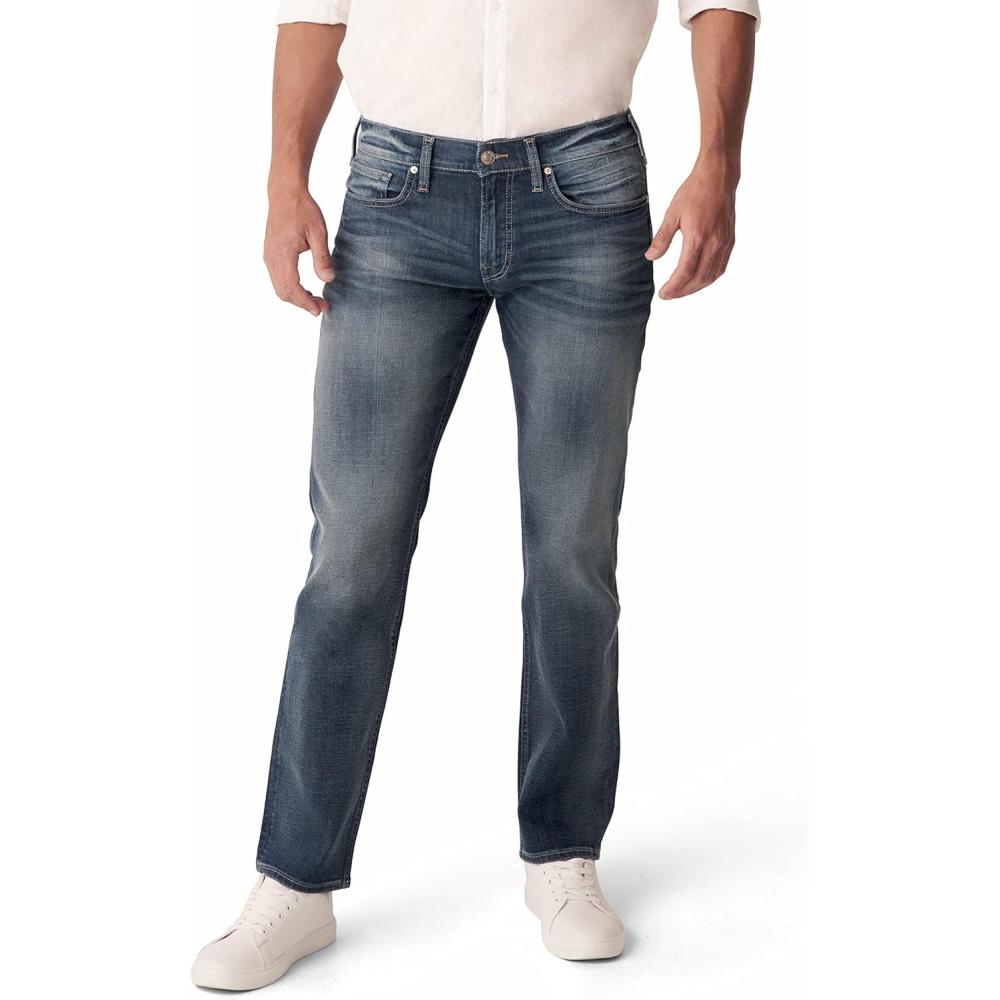 image:imageSilver Jeans Co Mens Allan Slim Fit Straight Leg JeansWorn Dark Rinse