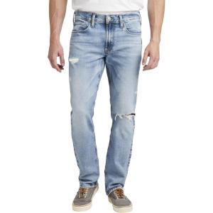 Silver Jeans Co. Men’s Allan Slim Fit Straight Leg Jeans(Light Wash Asy103)