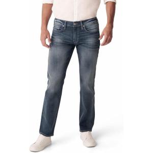 Silver Jeans Co. Men’s Allan Slim Fit Straight Leg Jeans(Worn Dark Rinse)