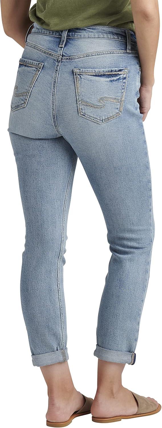 image:imageSilver Jeans Co Womens 90s Boyfriend High Rise Slim Leg Jeans LegacyMed Wash Eoe224