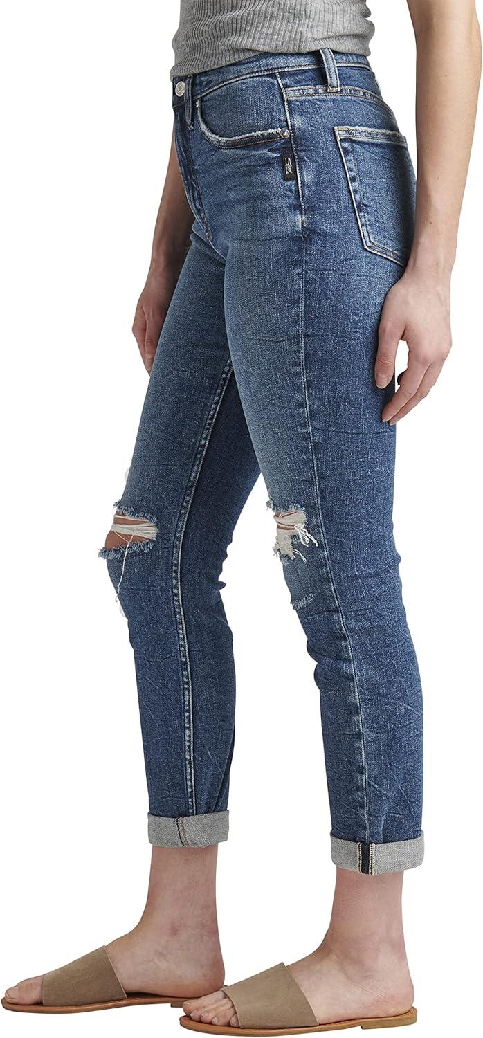 image:imageSilver Jeans Co Womens 90s Boyfriend High Rise Slim Leg Jeans LegacyMed Wash Soc327
