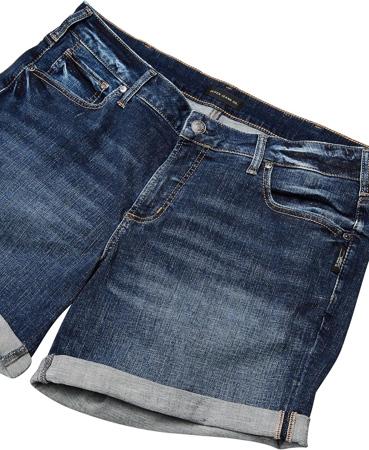 image:imageSilver Jeans Co Womens Plus Size Boyfriend Mid Rise Short LegacyCuffed Dark Wash