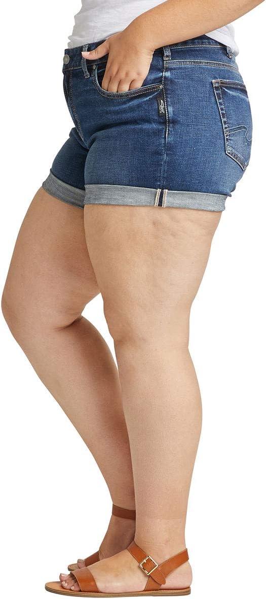 image:imageSilver Jeans Co Womens Plus Size Boyfriend Mid Rise Short LegacyCuffed Dark Wash