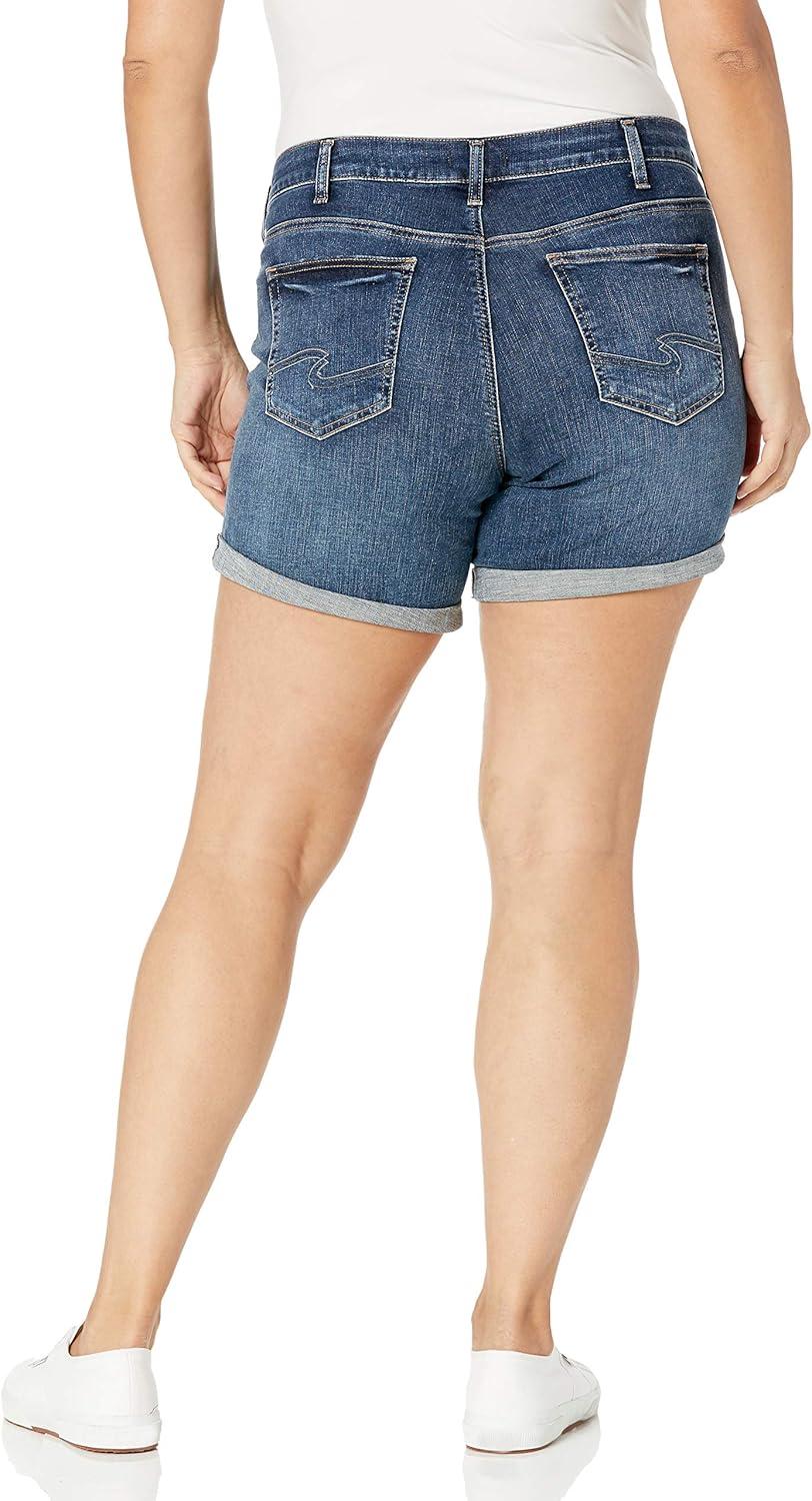 image:imageSilver Jeans Co Womens Plus Size Boyfriend Mid Rise Short LegacyCuffed Dark Wash