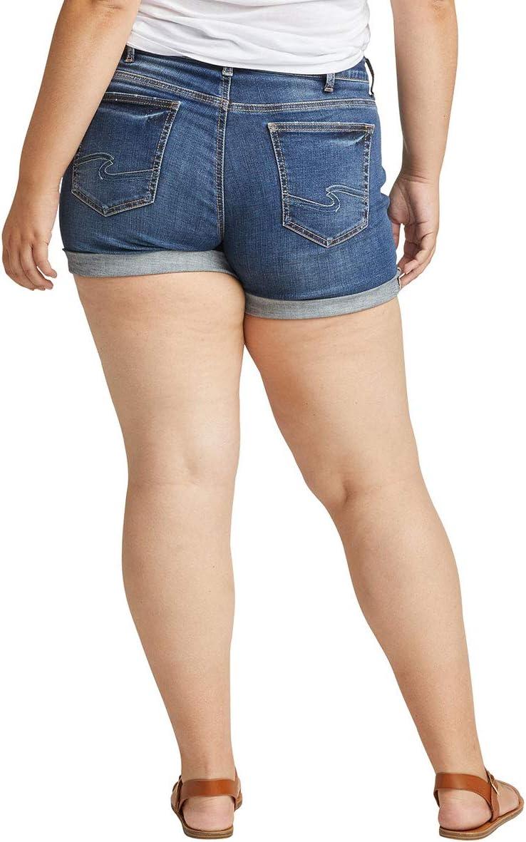 image:imageSilver Jeans Co Womens Plus Size Boyfriend Mid Rise Short LegacyCuffed Dark Wash
