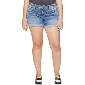 Silver Jeans Co. Women’s Plus Size Boyfriend Mid Rise Short – Legacy(Medium Light Wash)
