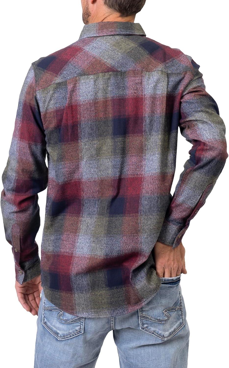 image:imageSilver Jeans Co Mens Plaid Flannel Long Sleeve ShirtBurgundy