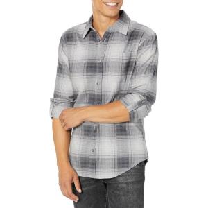 Silver Jeans Co. Men’s Plaid Flannel Long Sleeve Shirt(Grey)