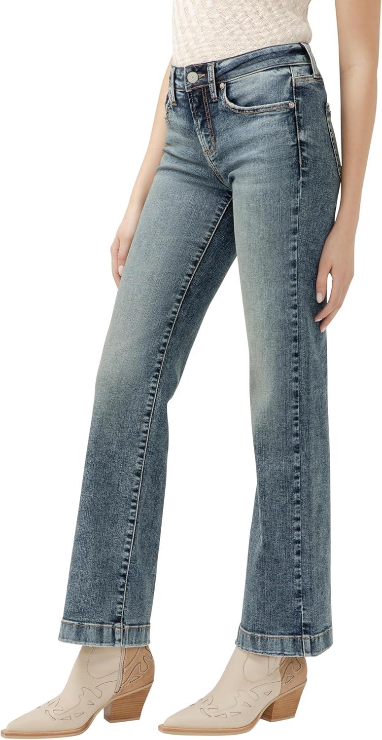 image:imageSilver Jeans Co Womens Suki Mid Rise Curvy Fit Trouser Leg JeansMed Indigo