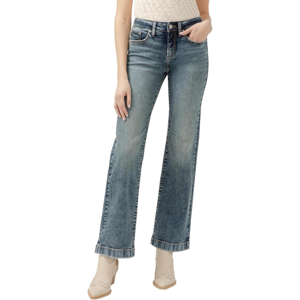 image:imageSilver Jeans Co Womens Suki Mid Rise Curvy Fit Trouser Leg JeansMed Indigo