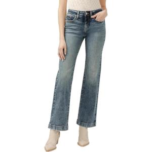 Silver Jeans Co. Women’s Suki Mid Rise Curvy Fit Trouser Leg Jeans(Med Indigo)