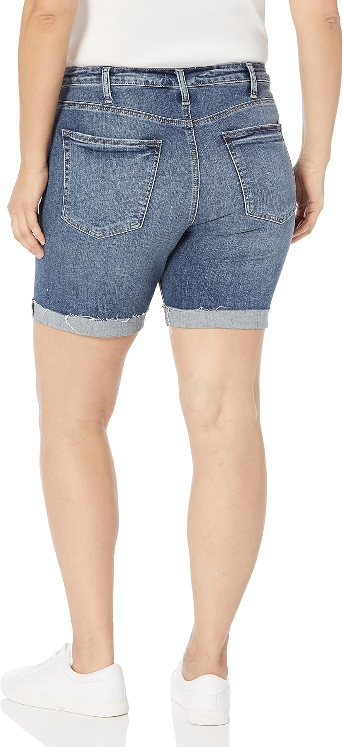 image:imageSilver Jeans Co Womens Plus Size Sure Thing High Rise Long ShortDistressed Dark Wash