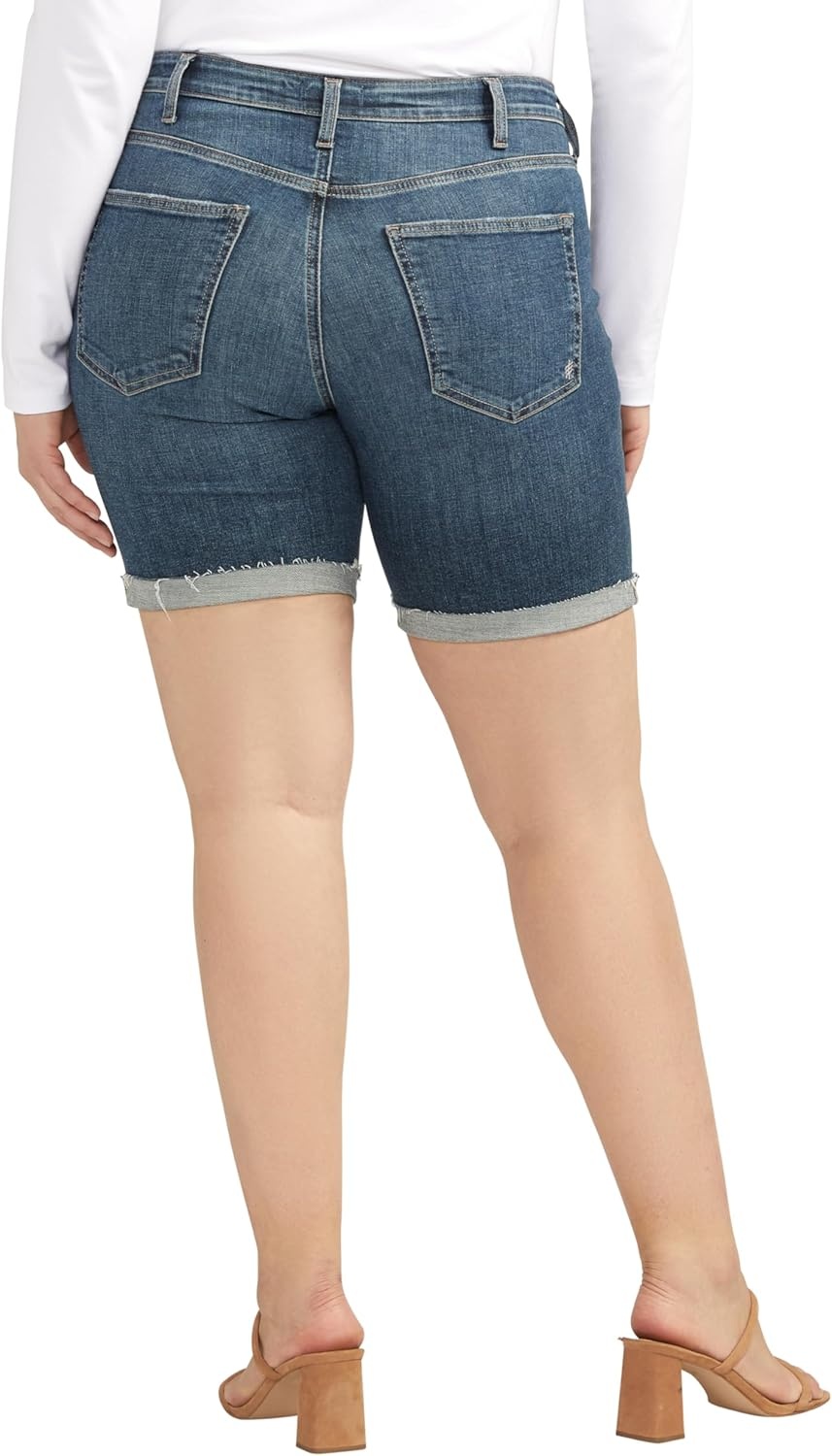 image:imageSilver Jeans Co Womens Plus Size Sure Thing High Rise Long ShortMed Wash Eae311