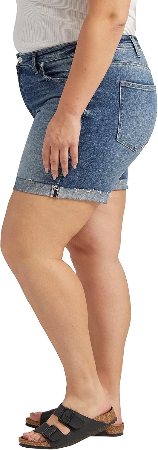 image:imageSilver Jeans Co Womens Plus Size Sure Thing High Rise Long ShortMed Wash Ekc303