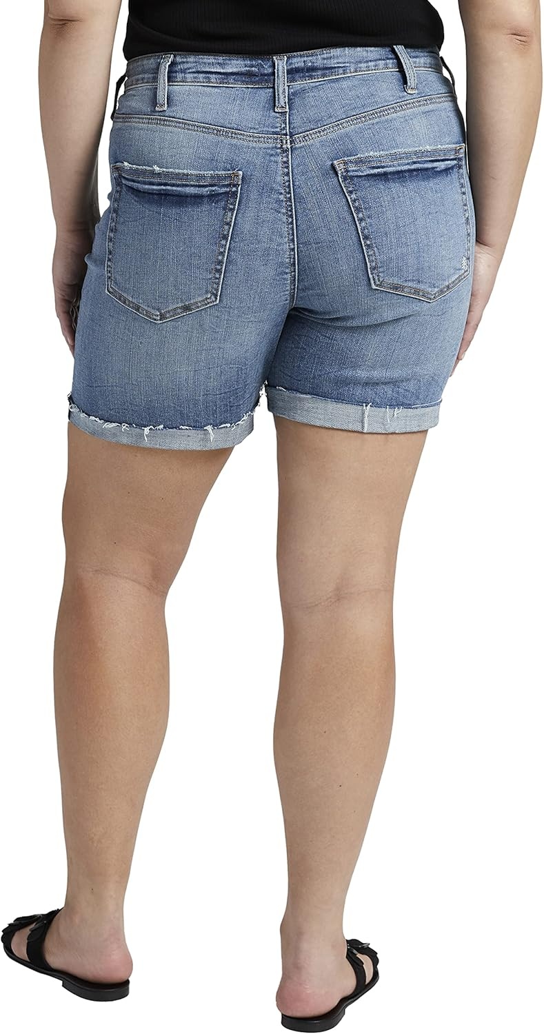 image:imageSilver Jeans Co Womens Plus Size Sure Thing High Rise Long ShortMed Wash Scv258
