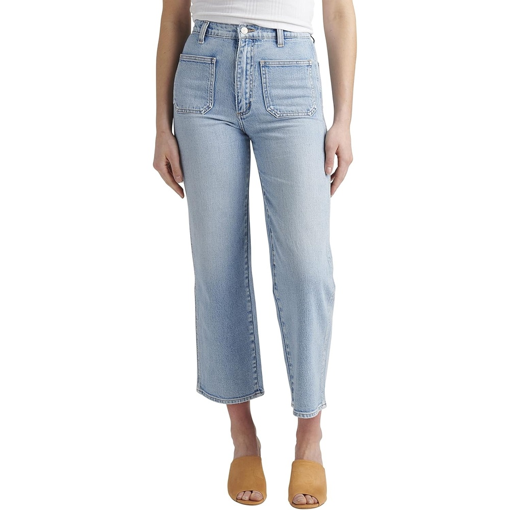 image:imageSilver Jeans Co Womens Patch Pocket High Rise Wide Leg JeansLight Wash Rcs102